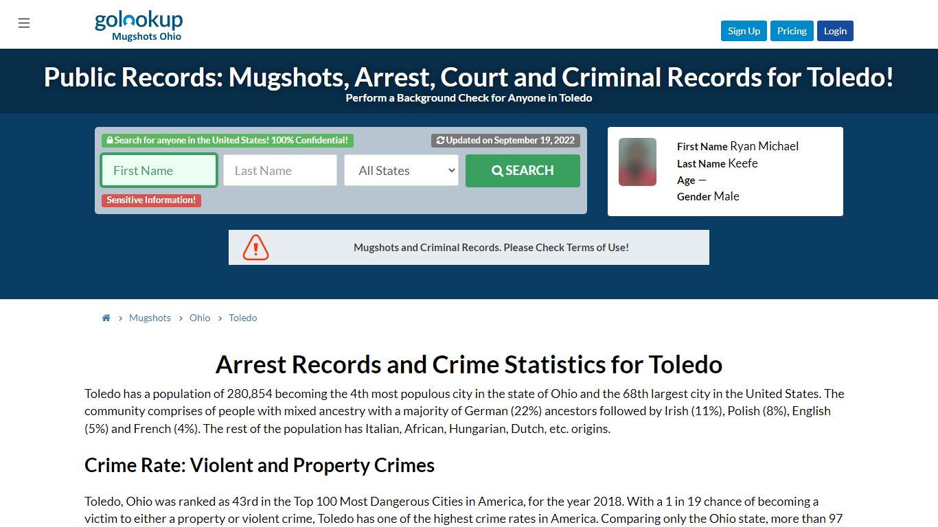 Mugshots Toledo, Arrest Records Toledo - GoLookUp